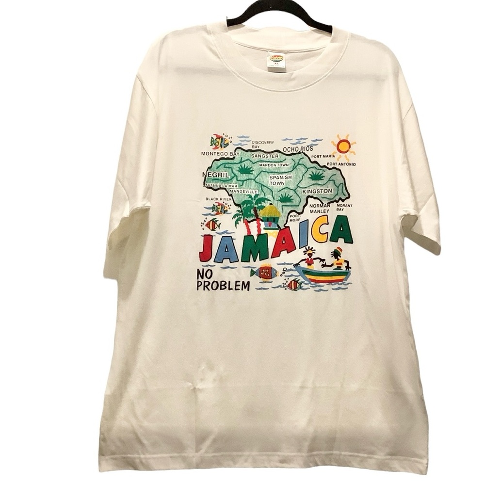 Divi Creations Jamaica No Problem T-shirt Men’s XL Extra Large White Multicolor